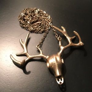 Buck skull golden necklace